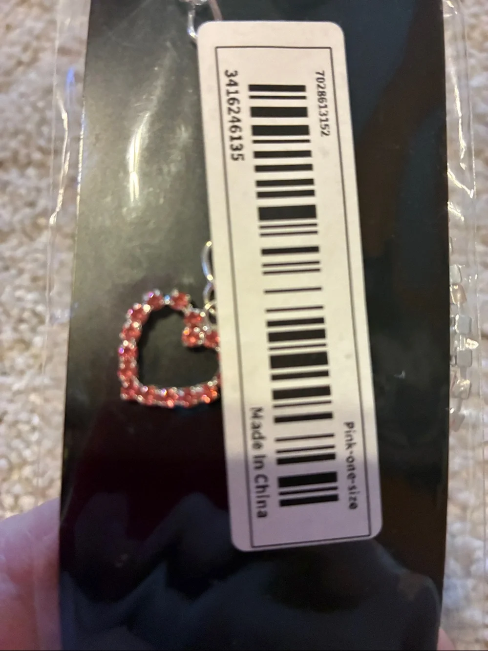 Dog Necklace with Pink Crystals .Chain and crystal pink heart  NWT